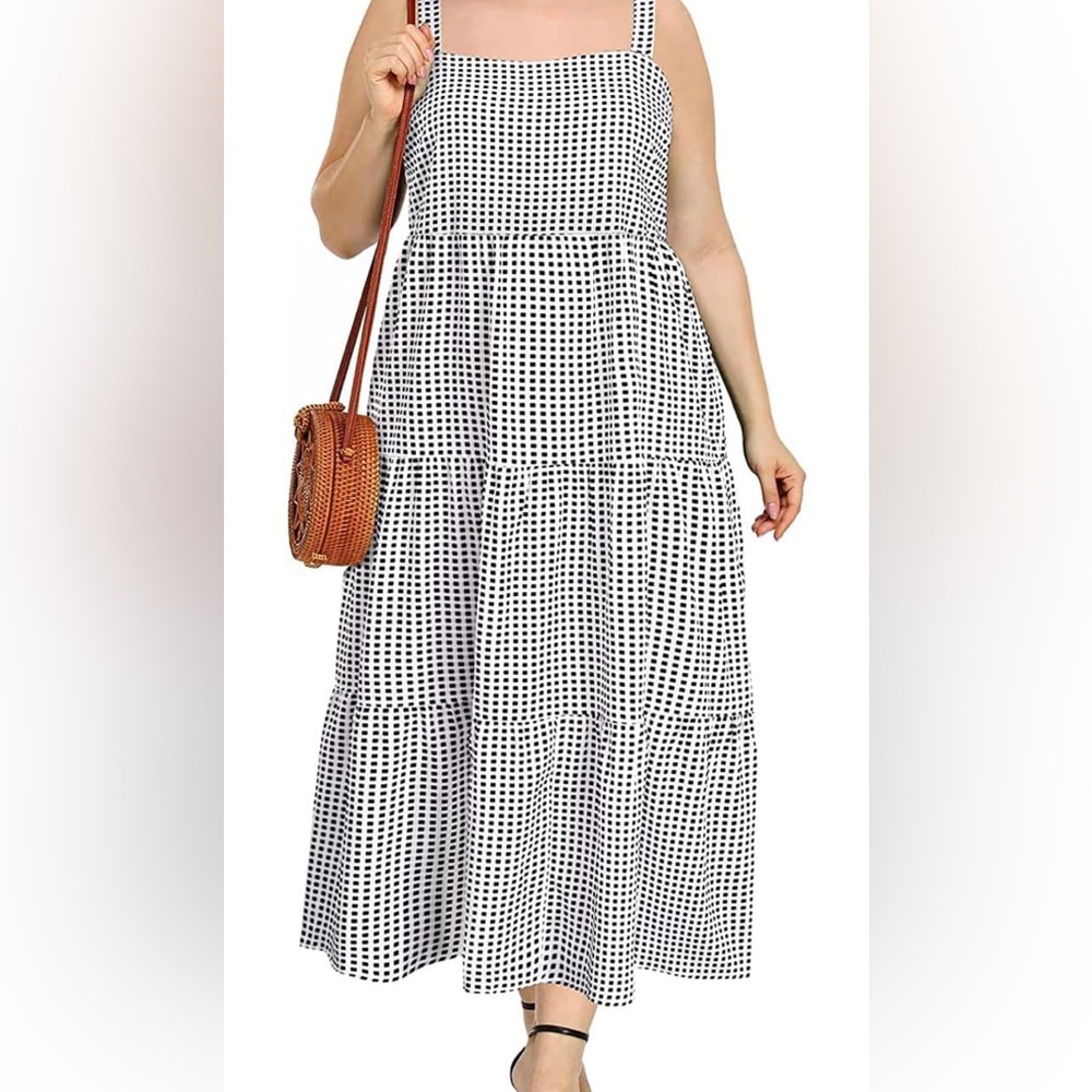 Plus size checkered dress